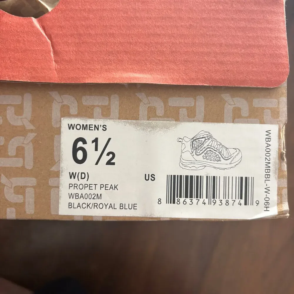 Propet Womens Peak Hiking Boots 6.5 NWT Black Blue Ankle Camp Waterproof Climb
